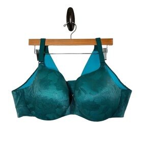 Cacique Womens Lightly Lined Balconette Bra Size 46D Teal Green Underwire